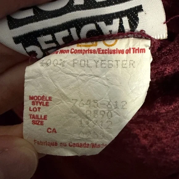 Vintage Red Velvet Mini Dress – Size 12 – Crushed Velvet Y2K Style - Picture 3 of 3